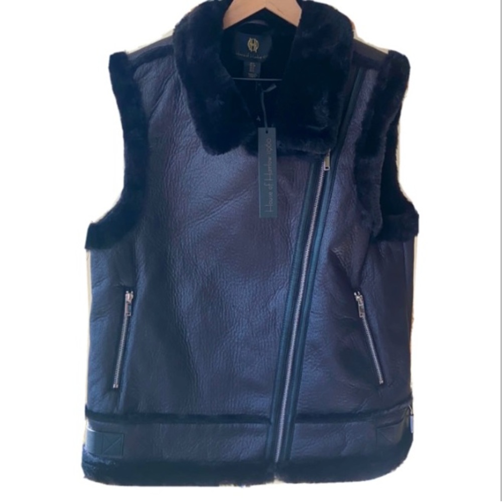 M 🔖 House of Harlow 1960 Faux Suede Leather Vest Black